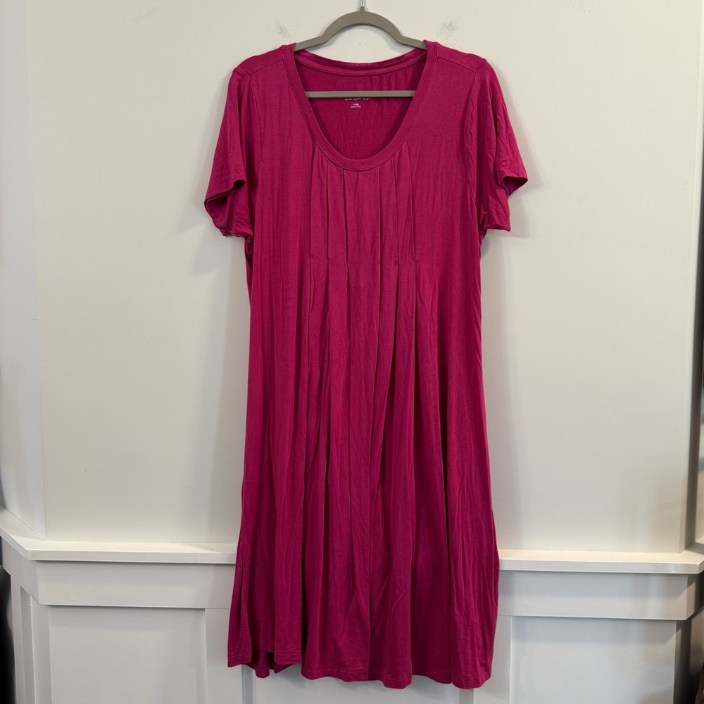 Women's Soft Surroundings pink short sleeve flowy midi Dress size large L